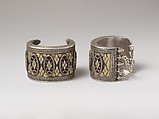 Armband, One of a Pair, Silver, with silver shot, decorative wire, and glass inlays backed with
cloth, lacquer, or paper