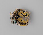 Fragment of a Bowl, Earthenware; polychrome decoration under transparent glaze (buff ware)