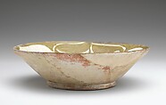 Imitation Luster Bowl, inscribed "Blessing", Earthenware; white slip with monochrome slip decoration under transparent glaze