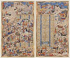 "Battle Between Iranians and Turanians", Folio from a Shahnama (Book of Kings), Muhammad al-Qivam al-Shirazi (Iranian, active ca. 1560s), Ink, opaque watercolor, and gold on paper