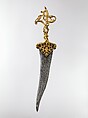 Dagger with Zoomorphic Hilt, Hilt: copper; cast, chased, gilded, and inlaid with rubies.
Blade: steel; forged