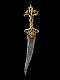 Dagger with Zoomorphic Hilt, Hilt: copper; cast, chased, gilded, and inlaid with rubies.
Blade: steel; forged