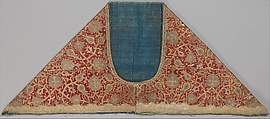 Cope Collar, Silk; embroidered with metal wrapped thread