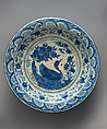 Dish with a Swimming Duck, Stonepaste; painted in blue under transparent glaze (Kubachi ware)