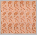 Textile Fragment with a Repeating Pattern of Interlocked Tulips and Poppies, Silk, metal wrapped thread; plain weave, brocaded