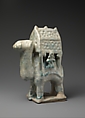 Figurine in the Form of a Camel Carrying a Palanquin and Two Riders, Stonepaste; molded in sections, glazed in turquoise