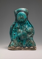 Molded Vessel in the Form of a Mother and Child, Stonepaste; molded, painted under transparent turquoise glaze