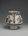Ewer with Horsemen Inscribed in Arabic with Good Wishes to its Owner, Stonepaste; polychrome inglaze and overglaze painted on opaque monochrome glaze (mina'i)