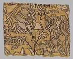 Fragment with a Garden Scene, Silk, metal wrapped thread; lampas