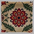 Fragment of a White-Ground Velvet Carpet, Silk, linen; cut velvet
