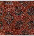 Fragment of a Carpet with Quatrefoil Design, Wool (warp, weft, and pile); symmetrically knotted pile