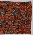 Fragment of a Carpet with Quatrefoil Design, Wool (warp, weft, and pile); symmetrically knotted pile