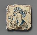 Square Tile, Stonepaste; painted and glazed