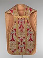 Chasuble, Silk, metal wrapped thread; lampas (kemha)