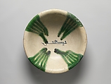 Bowl with Green Splashes, Earthenware; 'splash-painted' on opaque white glaze