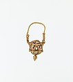 Earring, Gold; filigree and granulation