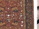 Carpet, Silk (warp and weft), wool (pile); asymmetrically knotted pile