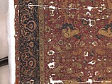 Carpet, Silk (warp and weft), wool (pile); asymmetrically knotted pile