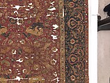 Carpet, Silk (warp and weft), wool (pile); asymmetrically knotted pile