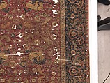 Carpet, Silk (warp and weft), wool (pile); asymmetrically knotted pile