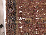 Carpet, Silk (warp and weft), wool (pile); asymmetrically knotted pile