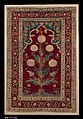 Carpet with Niche and Flower Design, Cotton (warp and weft), silk (weft), wool (pile); asymmetrically knotted pile