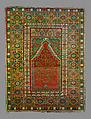Prayer Rug with Niche Design, Wool (warp, weft, and pile); symmetrically knotted pile