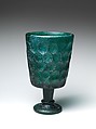 Footed Goblet, Glass; cast and facet cut