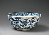 Bowl with Flowering Plants, Stonepaste; painted in blue under transparent glaze