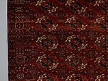 Tekke Main Carpet, Wool (warp), wool (weft and pile); asymmetrically knotted pile