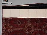 Carpet with Repeating Medallion Pattern on Red Background, Wool; (warp, weft, and pile); symmetrically knotted pile