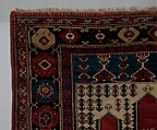 Carpet with Double-Ended Triple Niche, Wool (warp, weft, and pile); symmetrically knotted pile