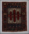 Carpet with Double-Ended Triple Niche, Wool (warp, weft, and pile); symmetrically knotted pile