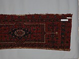 Storage Bag Fragment, Wool (warp, weft and pile), cotton (pile); asymmetrically knotted pile