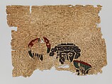 Fragment with the Head of a Figure, Wool, linen; plain weave, tapestry weave