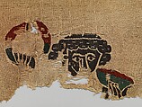 Fragment with the Head of a Figure, Wool, linen; plain weave, tapestry weave