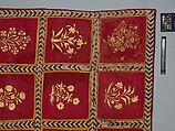 Floral Canopy or Screen, Cotton, gold leaf; plain weave, painted