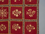 Floral Canopy or Screen, Cotton, gold leaf; plain weave, painted