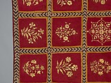 Floral Canopy or Screen, Cotton, gold leaf; plain weave, painted