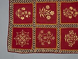 Floral Canopy or Screen, Cotton, gold leaf; plain weave, painted