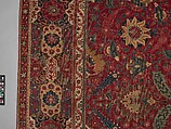 Carpet, Cotton (warp and weft), wool (pile); asymmetrically knotted pile