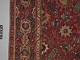 Carpet, Cotton (warp and weft), wool (pile); asymmetrically knotted pile