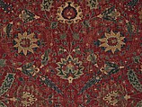 Carpet, Cotton (warp and weft), wool (pile); asymmetrically knotted pile
