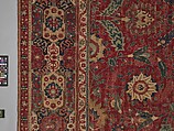 Carpet, Cotton (warp and weft), wool (pile); asymmetrically knotted pile