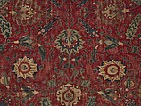 Carpet, Cotton (warp and weft), wool (pile); asymmetrically knotted pile