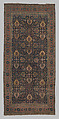 Blue-ground Harshang Carpet, Cotton (warp and weft), wool (pile); symmetrically knotted pile