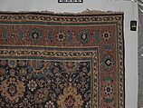 Blue-ground Harshang Carpet, Cotton (warp and weft), wool (pile); symmetrically knotted pile