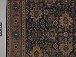 Blue-ground Harshang Carpet, Cotton (warp and weft), wool (pile); symmetrically knotted pile