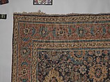 Blue-ground Harshang Carpet, Cotton (warp and weft), wool (pile); symmetrically knotted pile