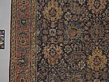 Blue-ground Harshang Carpet, Cotton (warp and weft), wool (pile); symmetrically knotted pile